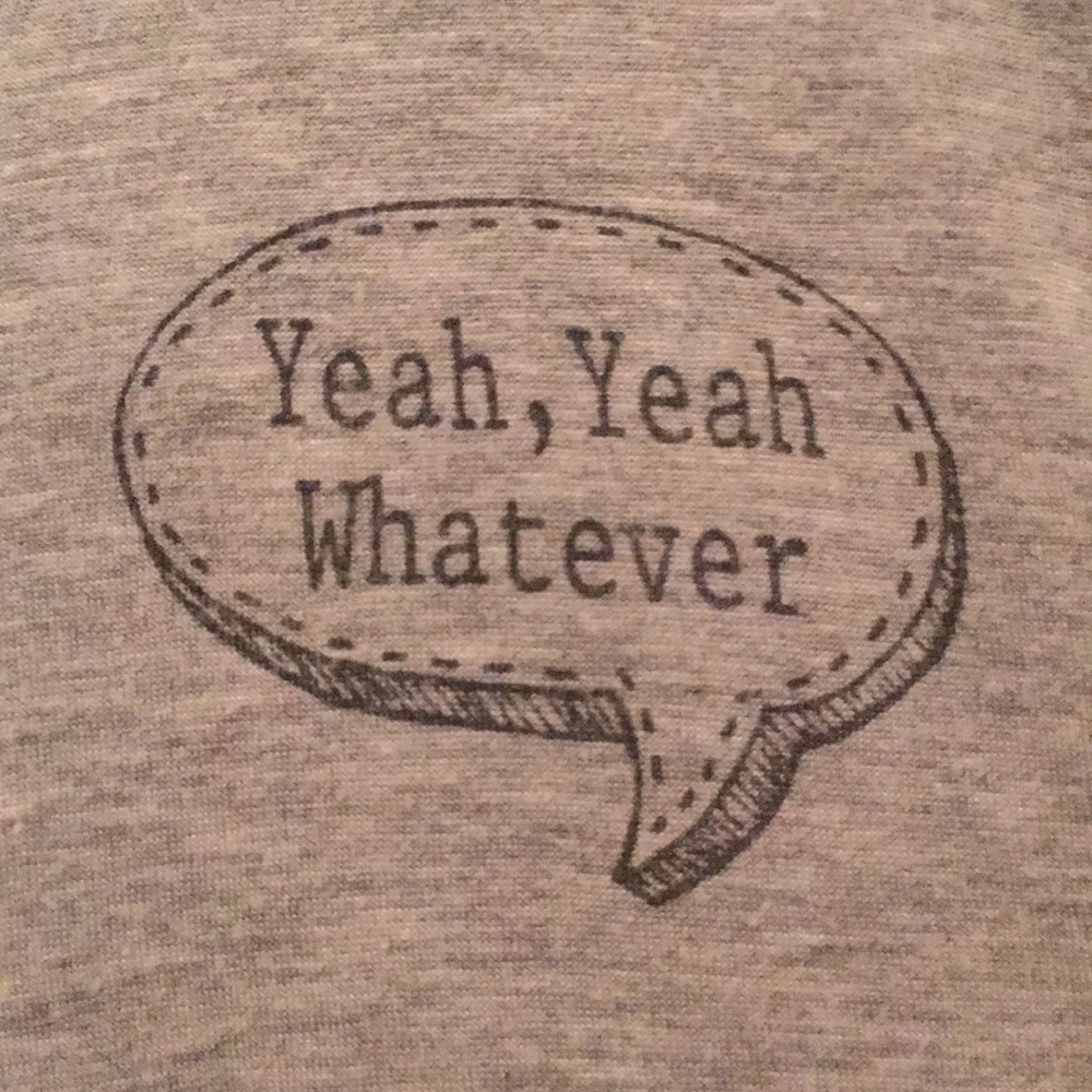 ‘Yeah, Yeah Whatever’ gray crop top